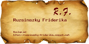 Ruzsinszky Friderika névjegykártya